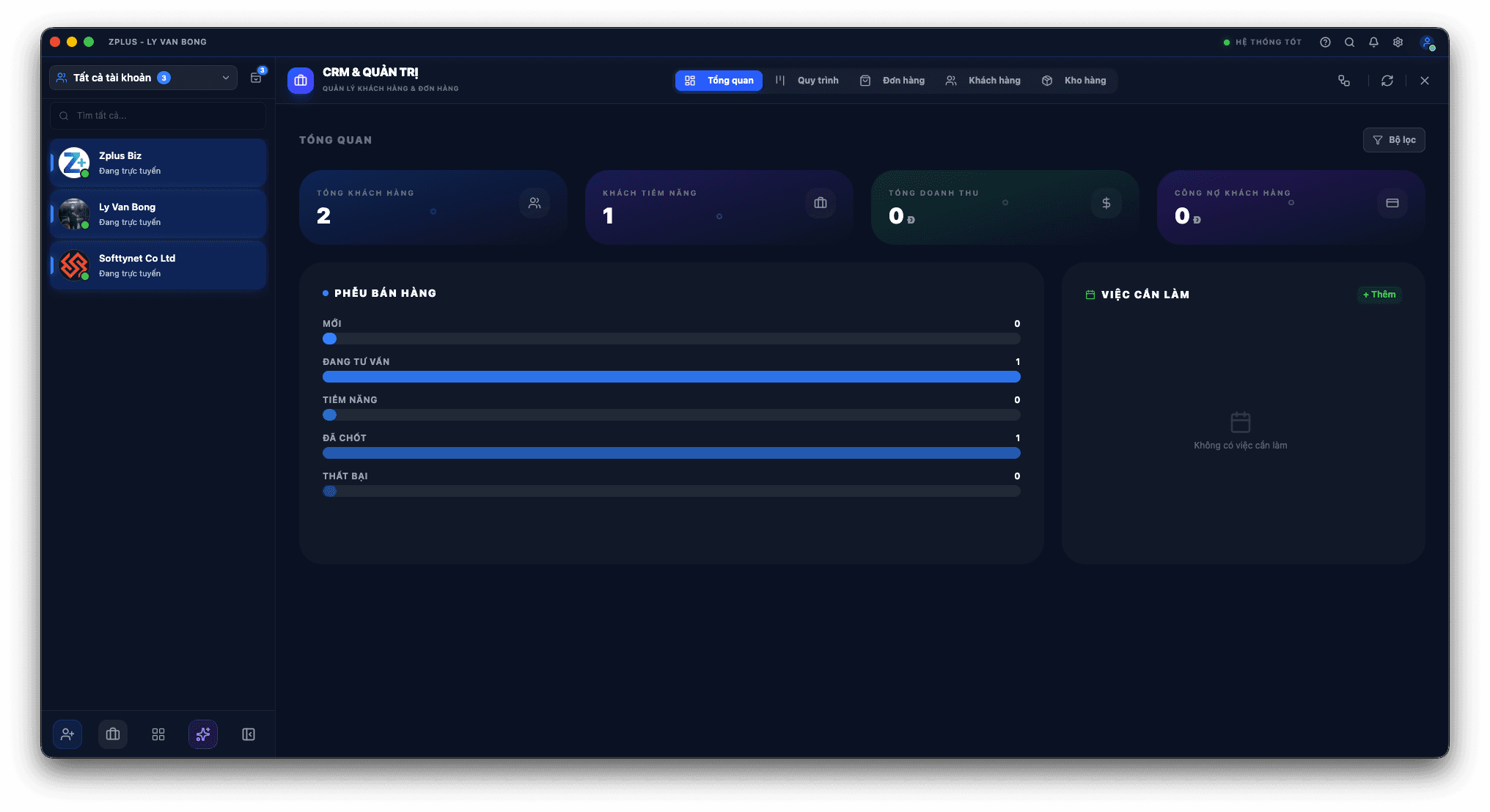 CRM tích hợp trong Zplus — quản lý khách hàng, phiếu bán hàng, theo dõi công nợ