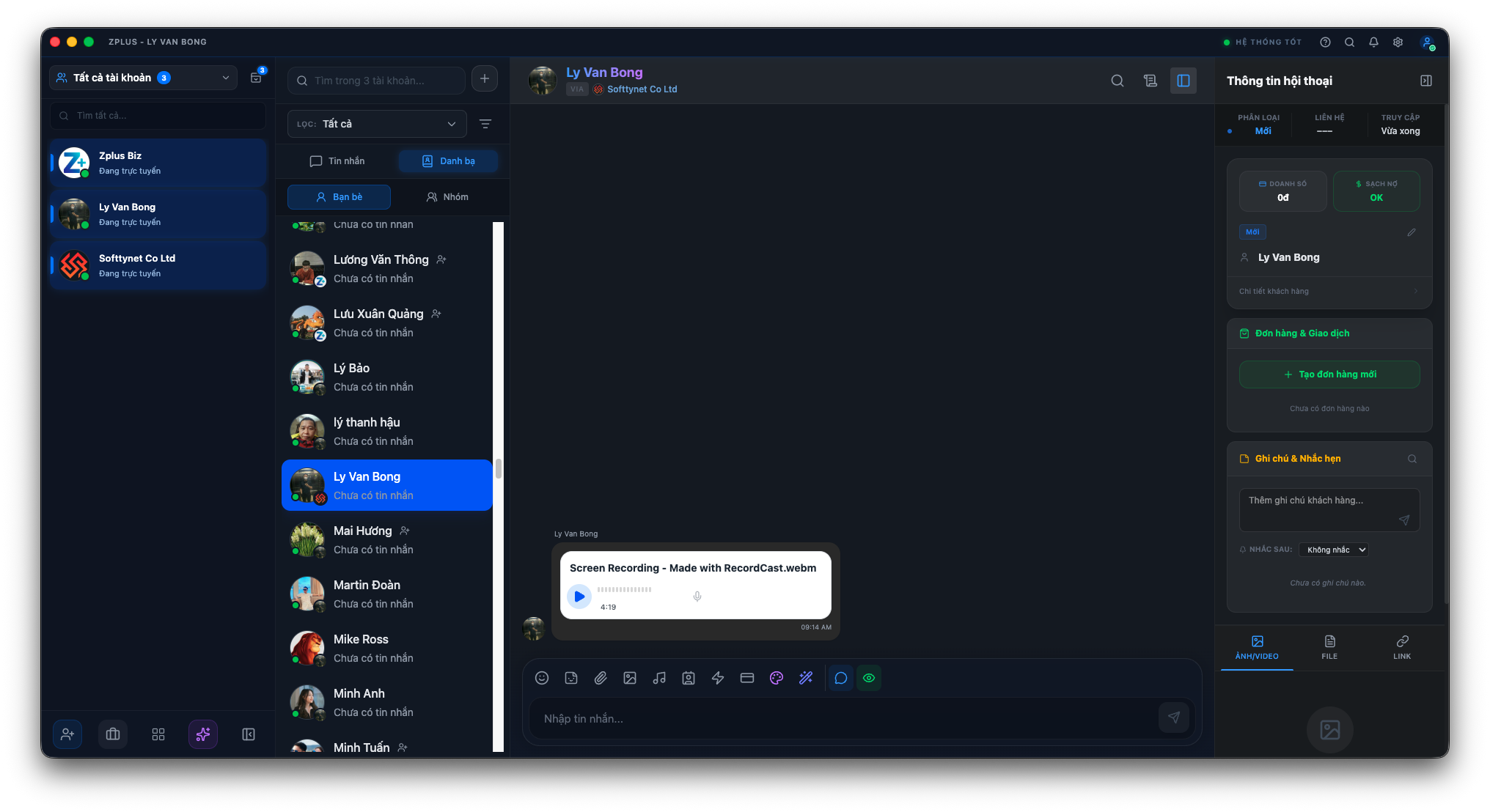 Quản lý đa tài khoản trong Zplus